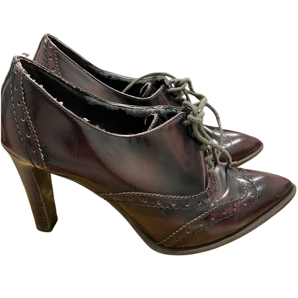 MARC FISHER Lendya Heels Wingtip Saddle Oxfords Shoes Brown Womens Sz 7M